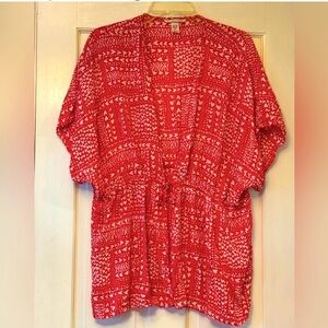 Victoria's Secret Red 3/4 Sleeve Tie Front Swim Coverup